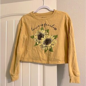 Yellow Sunflower Crop Top Sweatshirt